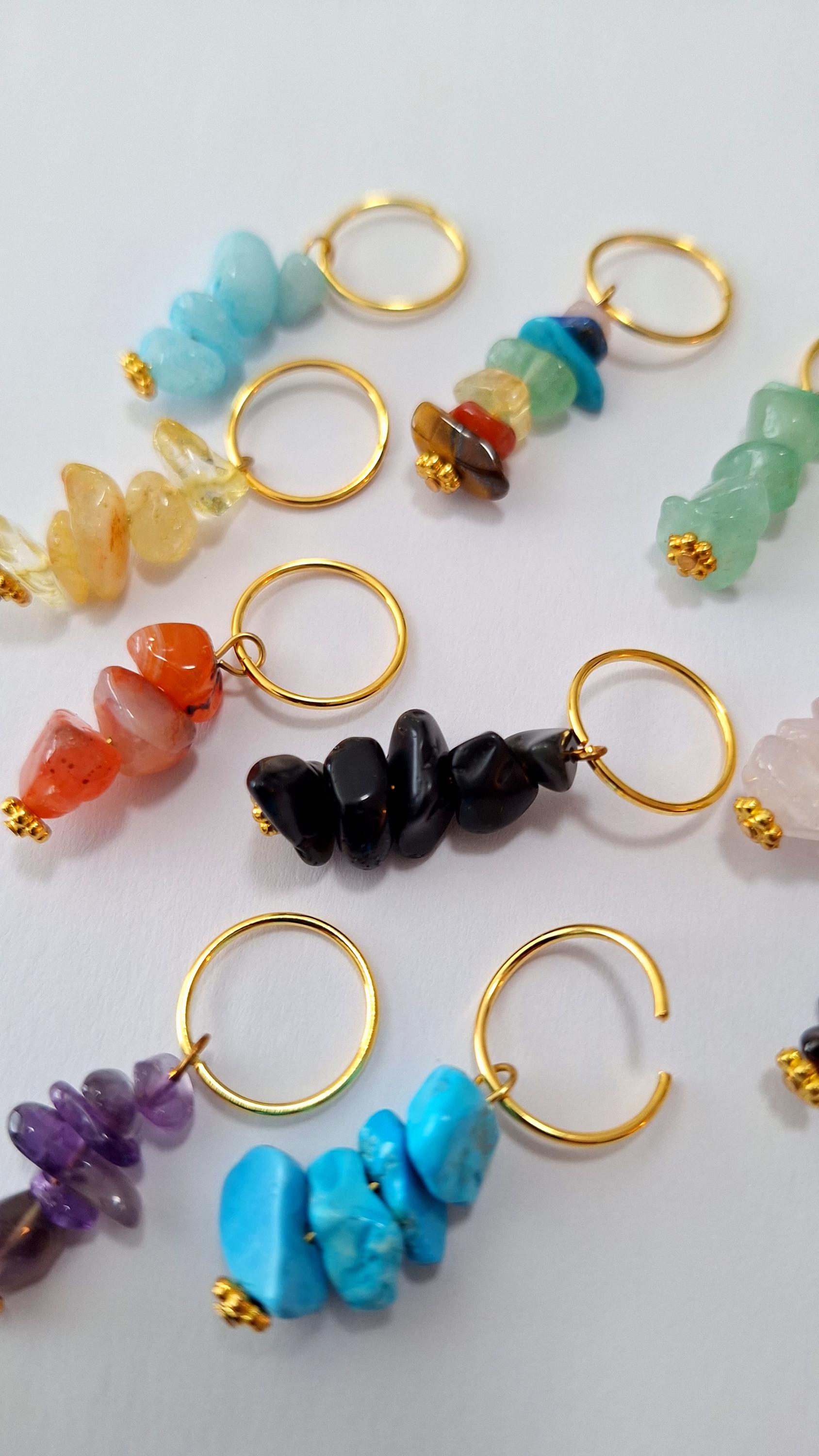 Modu Loc Rings Set of 10 Assorted Gemstone Loc Rings, Hair Accessories, Braid Jewelry ...