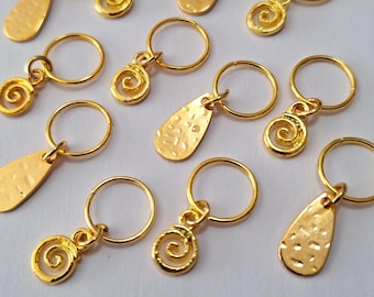 Set of 12 Brass Loc Rings, hair accessories, hair rings, dreadlock jewelry, sister Loc jewelry, braid rings, hair decor