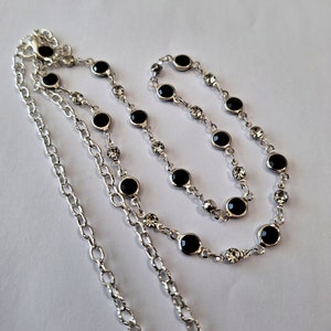 Black Crystal and Rhinestone Waist Chain, waist beads, belly chain, adjustable chain, belly beads, body jewelry, body chain