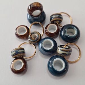 Set of 12 Ceramic Loc Beads and Rings, small locs and braids, 5mm hole, loc jewelry, braid jewelry, dreadlock beads, unique hair jewelry