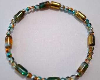 Czech Glass Stretch Anklet, body jewelry, ankle bracelet