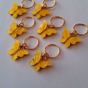 Set of 7 Yellow Butterfly Loc Rings, braid rings, hair accessories, loc jewelry, hair rings, hair jewelry, braid jewelry, hair decor