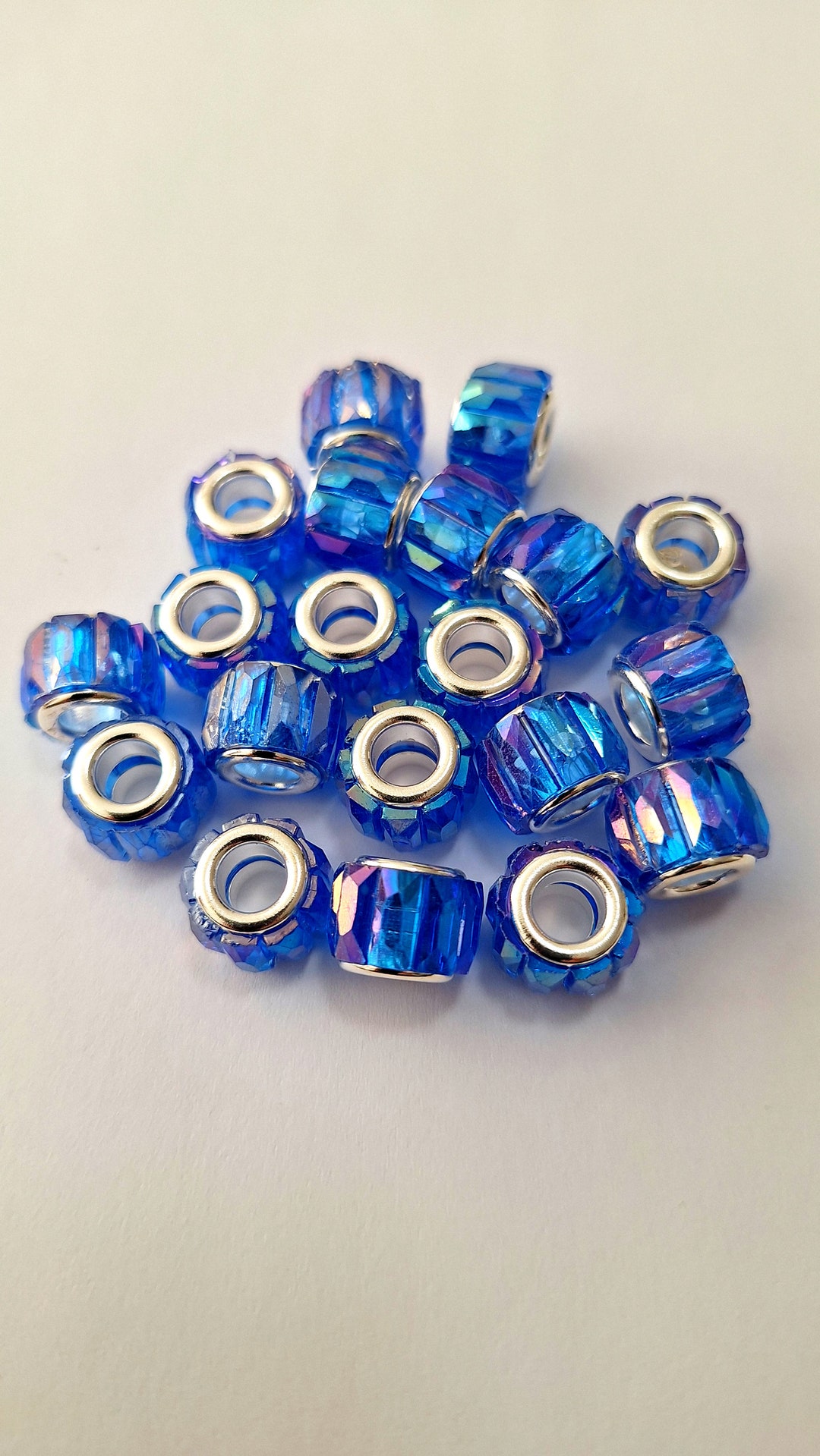 Blue Acrylic Loc Beads Set of 20 Braid Beads Jewelry Making Etsy