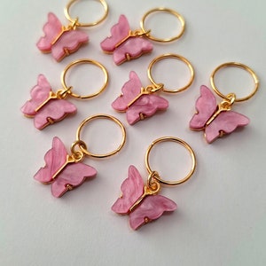 7 Mauve Butterfly Hair Rings, loc rings, braid rings, hair accessories, loc jewelry, dreadlock rings, hair jewelry