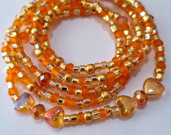 Electroplated Hearts Waist Beads, stretch, waist chain, body jewelry, body beads, weight loss tracker, belly beads, crystal waist beads