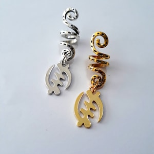 Adinkra Dreadlock Jewelry, Gye Nyame, natural hair accessories, dread cuffs, loc coils, African jewelry, spiritual symbols
