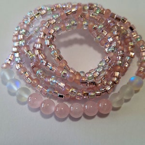 Rose Quartz and Moonstone Crystal Waist Beads, stretch, waist chain, body jewelry, belly beads, body beads, sexy body jewelry