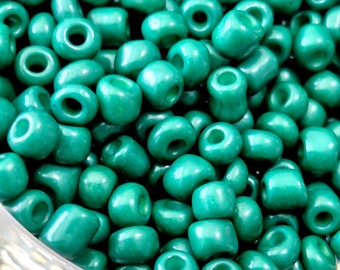 6/0 Deep Teal Green Seed Beads, 50 grams, 4mm glass beads, jewelry making beads, crafts supplies, 1.75 oz.