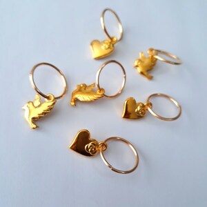 Six Piece Braid Ring Set, hearts and doves, gold loc jewelry, braid jewelry, dreadlock rings, dreadlock jewelry, hair jewelry, hair rings