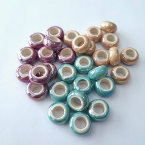 10 Piece Porcelain Loc Bead Set, loc jewelry, braid beads, braid jewelry, hair jewelry, dreadlock beads, dreadlock jewelry, loc rings
