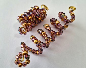 Plum and Gold Loc Coil, 12 to 14mm hole, braid coil, hair coil, hair jewelry, loc jewelry, dreadlock coil, sold individually