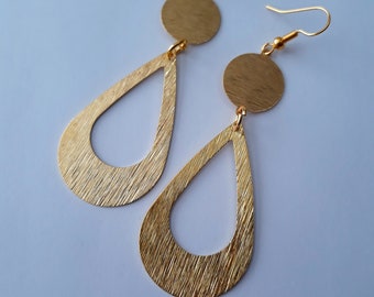 Etched Brass Dangle Earrings, ethnic earrings, unique earrings, statement earrings