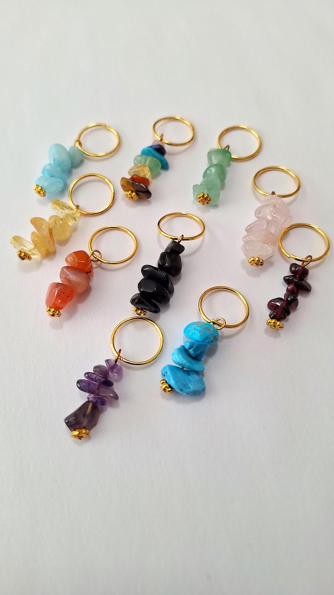 Modu Loc Rings Set of 10 Assorted Gemstone Loc Rings, Hair Accessories, Braid Jewelry ...