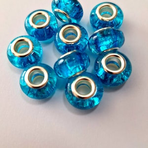 Set of 10 Turquoise Cracked Acrylic Beads, loc beads, 5mm holes, microlocs, macrame beads, craft beads, braid beads, dreadlock jewelry