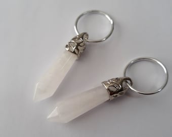Set of 2 Quartz Crystal Point Loc Jewelry, gemstones, 1 1/4 inch, dreadlock beads, hair jewelry, loc accessories, crystal loc beads