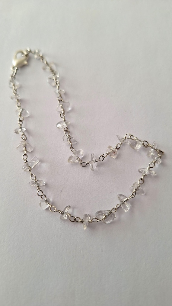 Clear Quartz Crystal Anklet, Gemstone anklet, summer jewelry, body jewelry, ankle bracelet