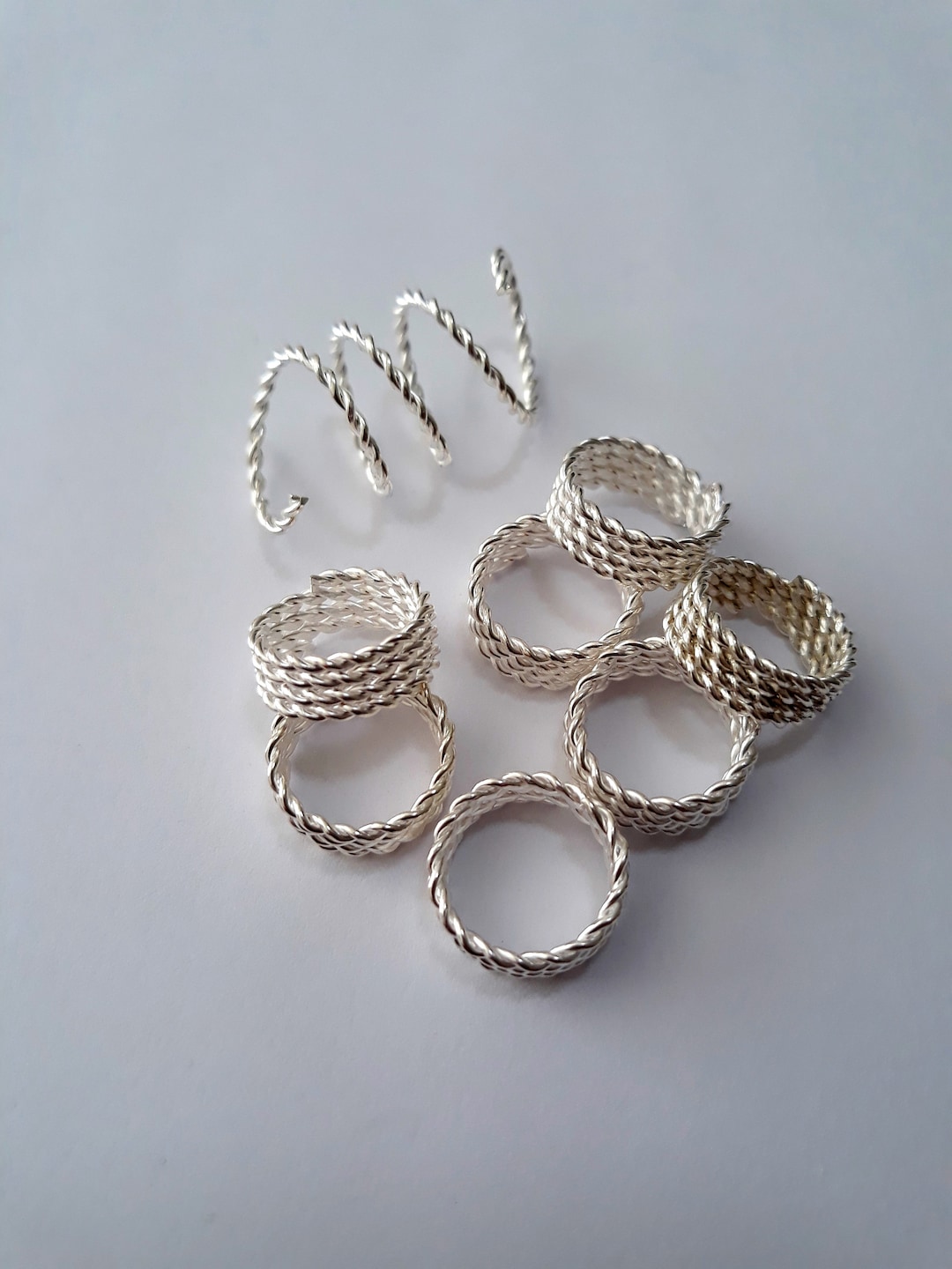 Loc Accessory Silver Set of 8 Silver Wire Wrapped Loc Coils, Loc Jewelry, Braid Jewelry ...