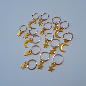 Small Stainless Steel &#39;Stars and Moons&#39; Loc rings, loc jewelry, braid rings, braid jewelry, hair accessories, hair rings, dreadlock rings
