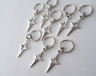 8 Piece &#39;North Star&#39; Loc Ring Set, stainless steel, loc jewelry, braid rings, braid jewelry, hair accessories, dreadlock rings, hair decor