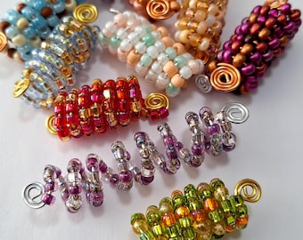Beaded Coils 3 for 10 Dollars, random pick, Loc jewelry, braid coils, hair accessories, 2 sizes, dreadlock bead, hair jewelry