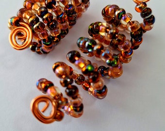 Copper and Topaz Beaded Loc Coil, Loc jewelry, braid coil, hair accessories, braid jewelry, dreadlock jewelry, hair jewelry