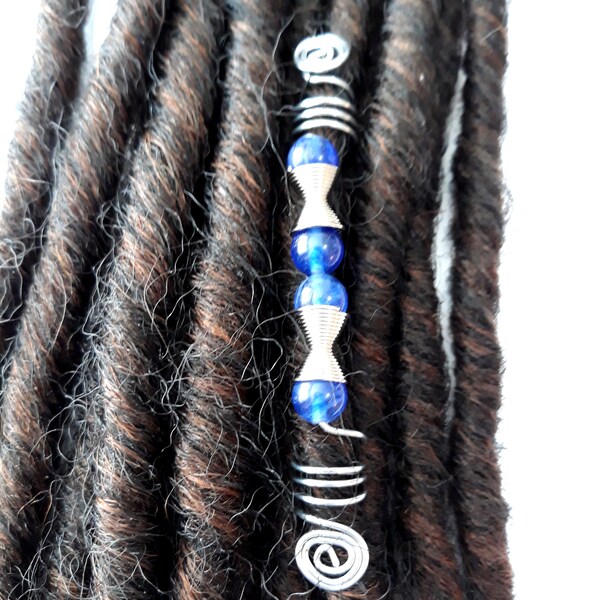 Blue Watermelon Stone Gemstone Loc Coil, loc jewelry, braid coil, braid jewelry, dread lock coil, hair jewelry, hair coil