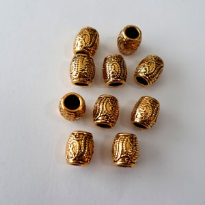 Set of 10 Etched Brass Sister Loc Beads, micro loc beads, 3.5mm hole, loc jewelry, hair beads, hair jewelry, loc accessories