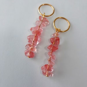 Set of 2 Rose Quartz Gemstone Chip Loc Rings, braid rings, hair accessories, hair rings, dreadlock beads, loc jewelry, braid jewelry