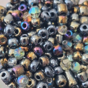 6/0 Electroplated Granite Mix, 50 grams, 4mm glass seed beads, loc sprinkles, jewelry making beads, craft beads, craft supplies