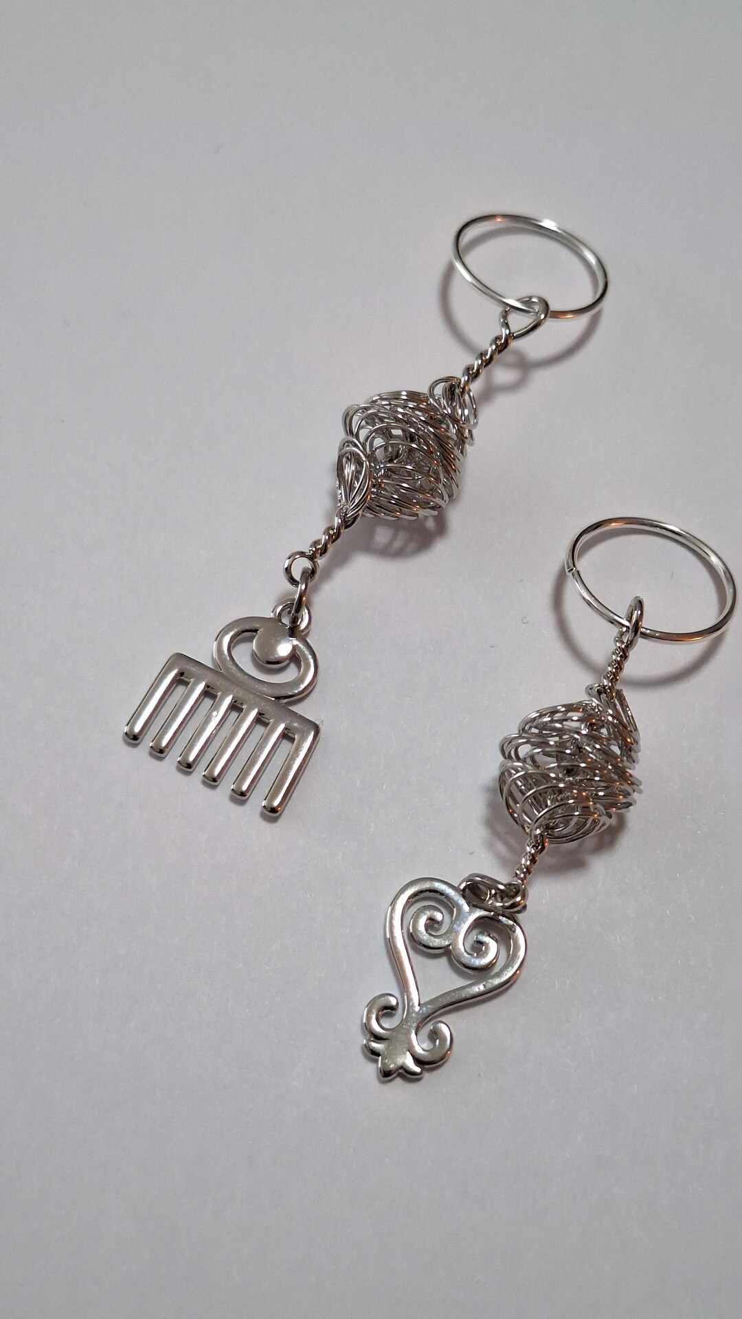 Silver Adinkra Symbol Loc Rings, Duafe or Sankofa, Braid Accessory ...