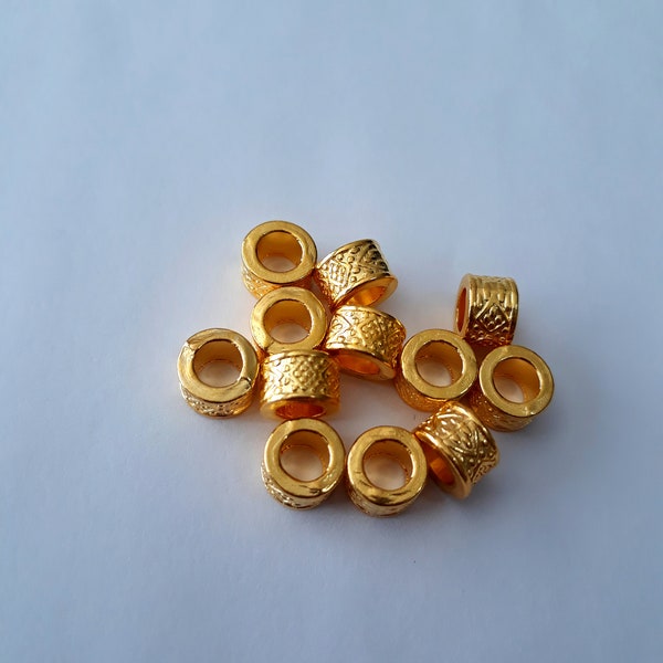 12 Micro Loc Beads, 5mm hole, loc jewelry, gold plated metal, braid jewelry, small loc jewelry, hair jewelry, 12 piece set