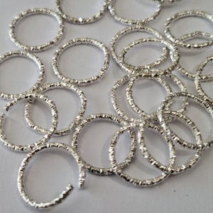 Set of 20 Silver Textured Hair Rings, loc rings, loc jewelry, braid rings, braid jewelry,hair accessories, hair decor