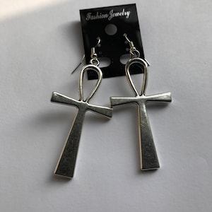 Extra Large Ankh Earrings, egyptian jewelry, women's earrings,african earrings, afrocentric, ethnic jewelry, can be made clips