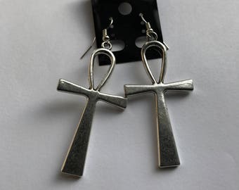Extra Large Ankh Earrings, egyptian jewelry, women's earrings,african earrings, afrocentric, ethnic jewelry, can be made clips