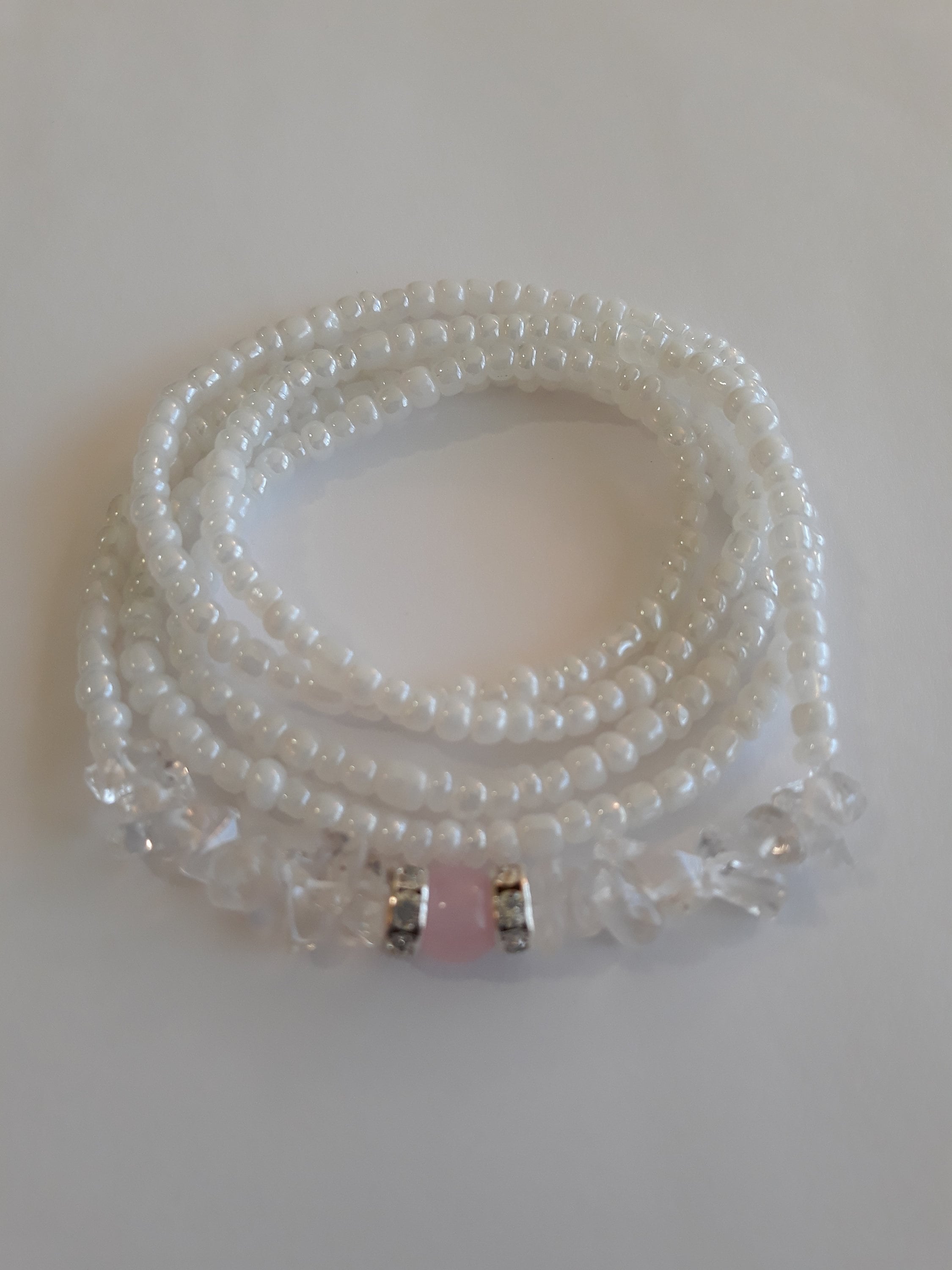Quartz Crystal and Rose Quartz Waist Beads, bridesmaid gift, love sym…