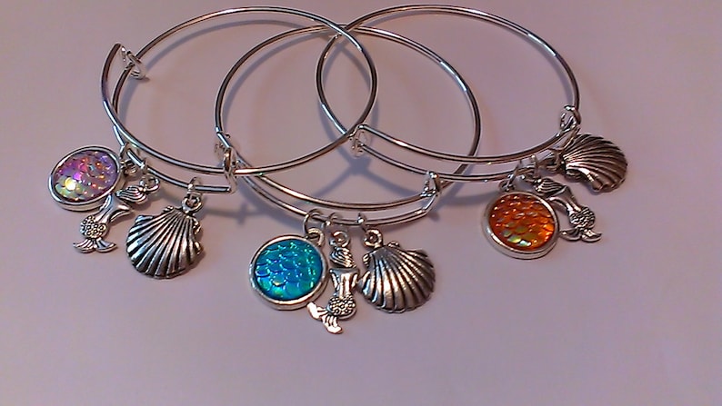 birthday girl/'s bracelets friend/'s gift best friends mermaid bracelet Girl/'s /'Mermaid/' Expandable Bangle girl/'s gifts kid/'s jewelry
