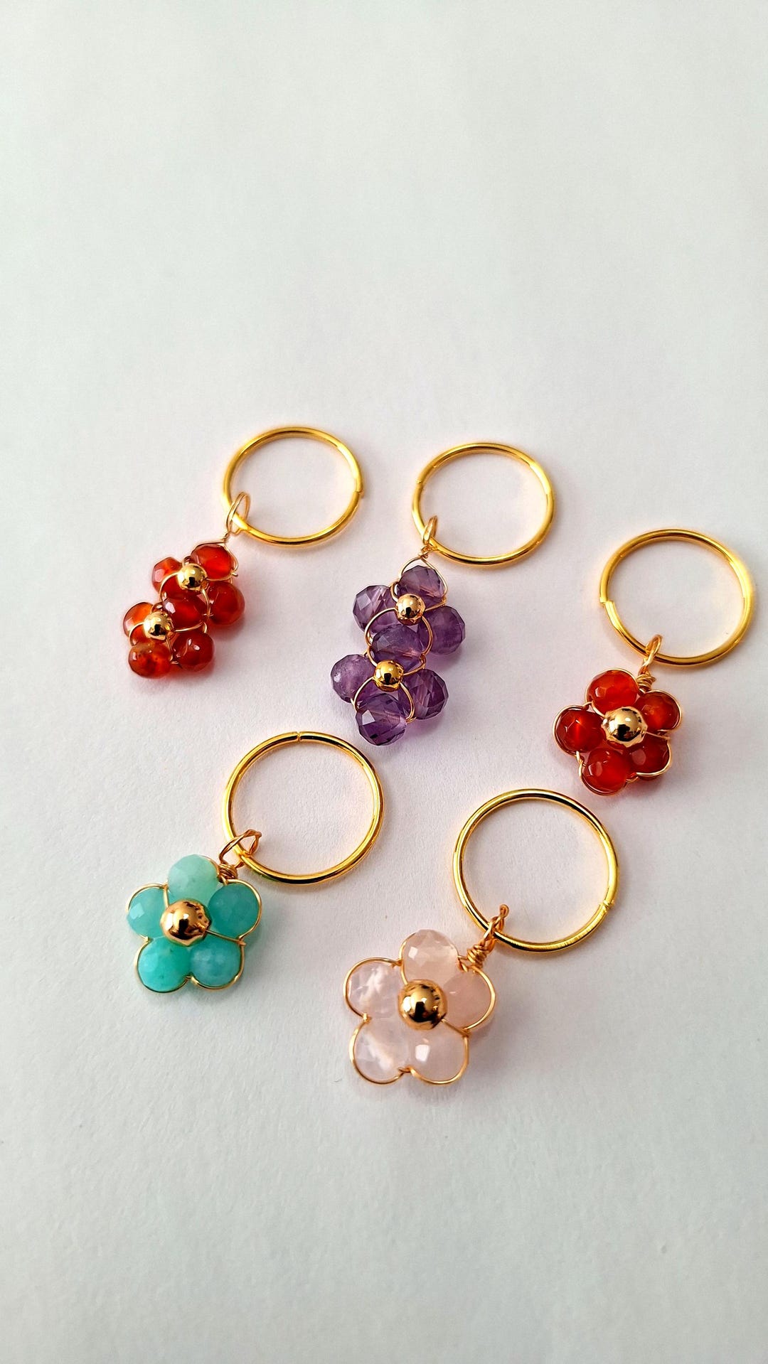 Modu Loc Rings Set of 5 Flower Hair Rings, Assorted Colors, Random Pick, Loc Rings ...