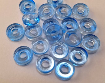 Set of 20 Blue Glitter Sister Loc Beads, loc donuts, lock jewelry, braid rings, 3.5mm holes, jewelry making beads, glass beads, hair beads