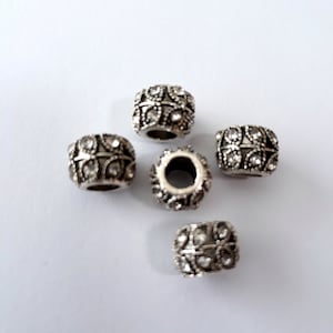 Set of 5 Loc Beads with Rhinestones, loc jewelry, micro loc beads, 6mm hole, small locs and braids, smaller than pencil, braid beads