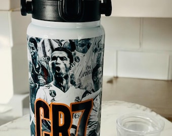 Personalized Ronaldo CR7 Soccer Water Bottle: 42oz Custom Tumbler, World Cup