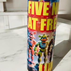 Five Nights at Freddies personalized 20oz sports flip lid tumbler for birthday present, custom name, movie, Freddy Fazbear