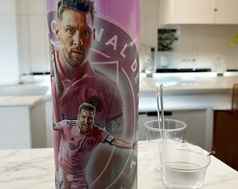 Personalized Messi Inter Miami Tumbler: 20oz Soccer Gift, World Cup