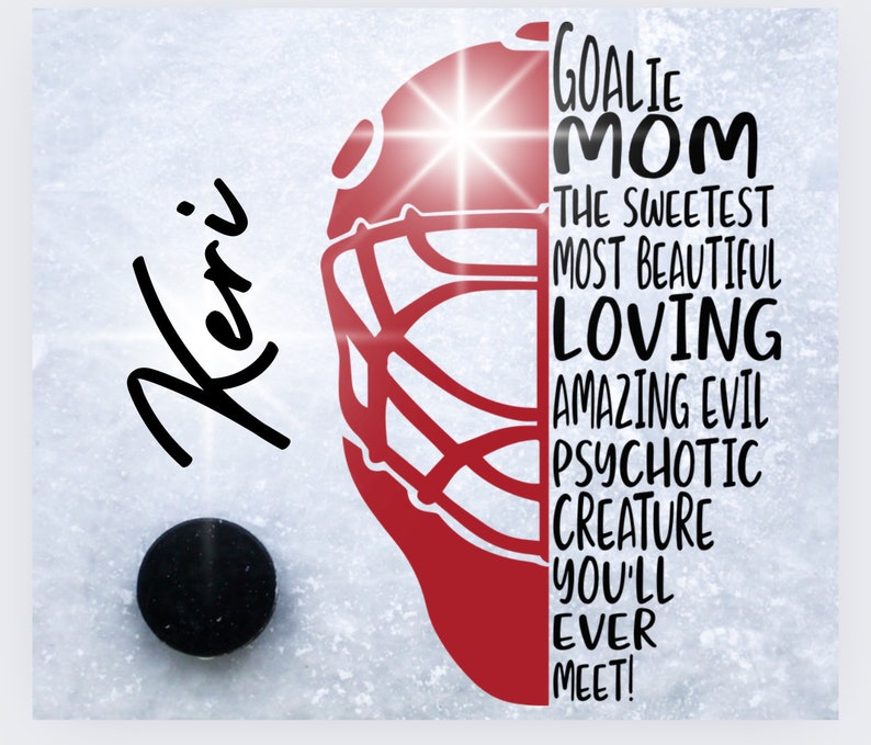 Ice Hockey Goalie Mom Skinny Glitter Tumbler Personalized With Glitter