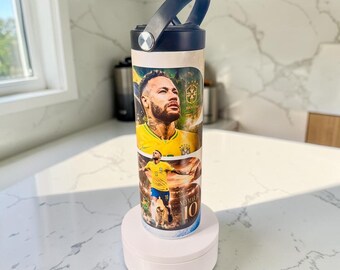 World Cup Brazil Neymar insulated 20oz Skinny Tumble sports water bottle, Personalized Soccer Gift
