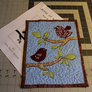 Birds of a Feather - Adorable Raw Edge Applique Mug Rug Pattern - 8.5 x 11&quot; - Instant Download PDF Pattern by Lisa Capen Quilts