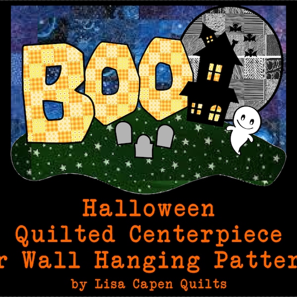 Wzór na kołdrę na Halloween – „BOO” – ozdoba centralna lub dekoracja ścienna (do pobrania w formacie PDF)