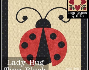 Lady Bug Quilt Block - Applique - 7" Finished Size -  PDF AND SVG Download by Lisa Capen Quilts aka The Quiltmaker Homestead
