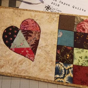 Vintage Heart Mug Rug Pattern - Featuring Foundation Paper Piecing - Original Quilt Design by Lisa Capen Quilts