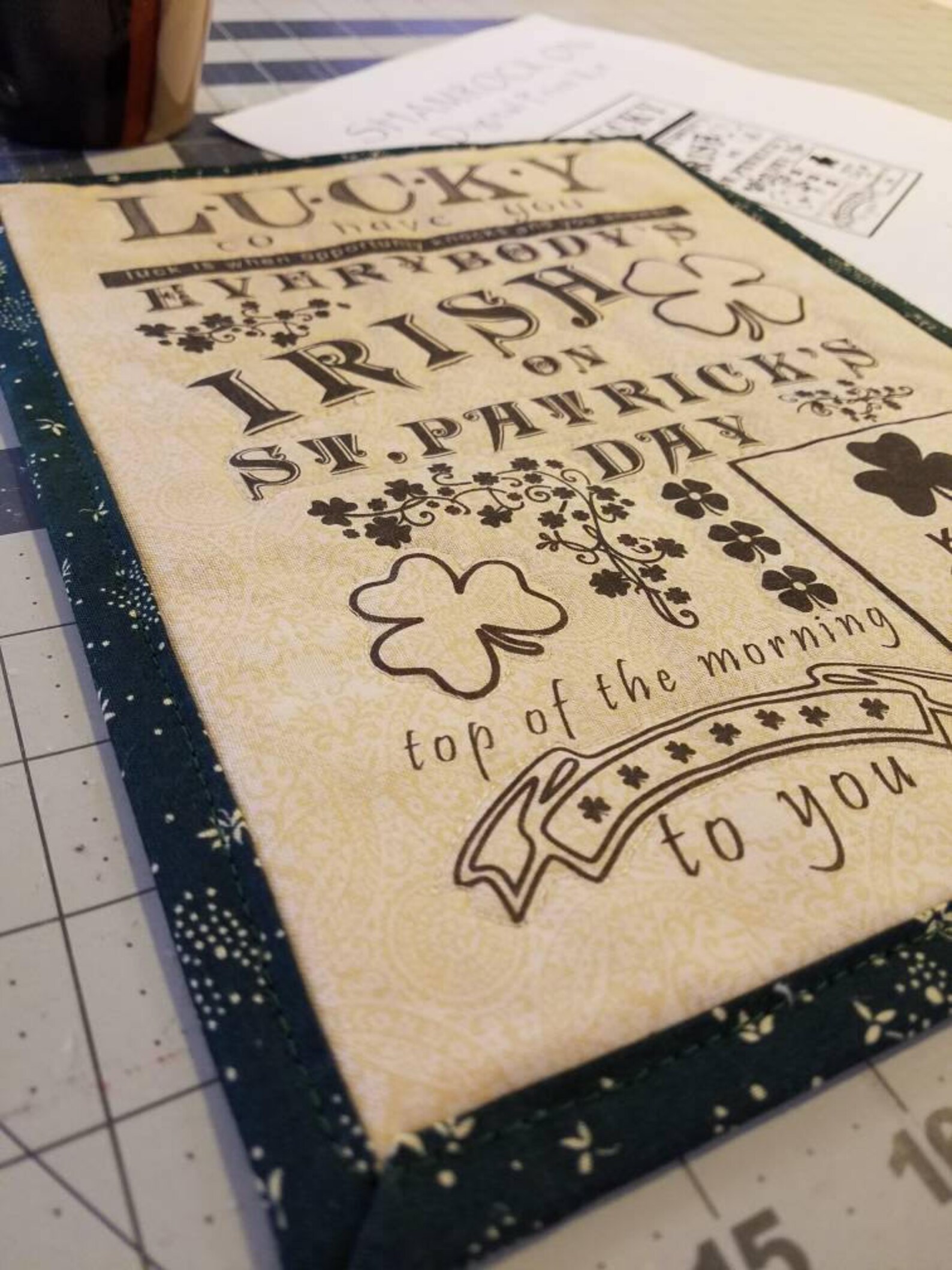 SHAMROCK ON - St. Patrick's Day Mug Rug Pattern - Art Quilt by Lisa ...