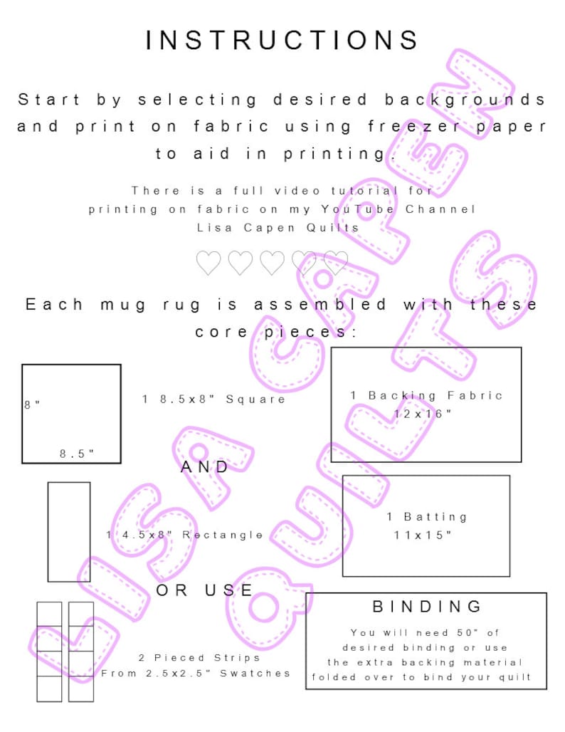 LOVE LETTERS A Digital Mug Rug Kit by Lisa Capen Quilts - Etsy Denmark